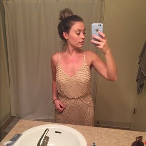 Adrianna Papell Art Deco Blouson Beaded Gown